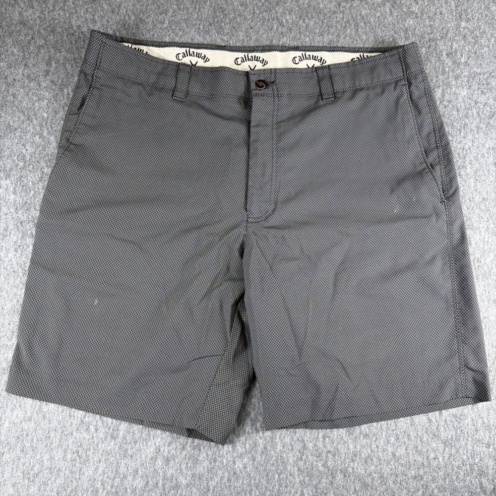 Callaway Shorts Men's Size 38 Golf Adult Gray Pockets Button Outdoors Geometric